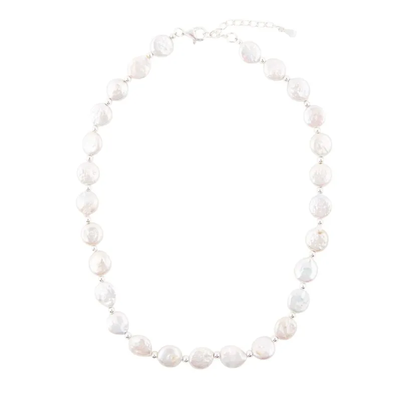 White Fresh Water Pearl Sterling Silver Necklace sold by Barse