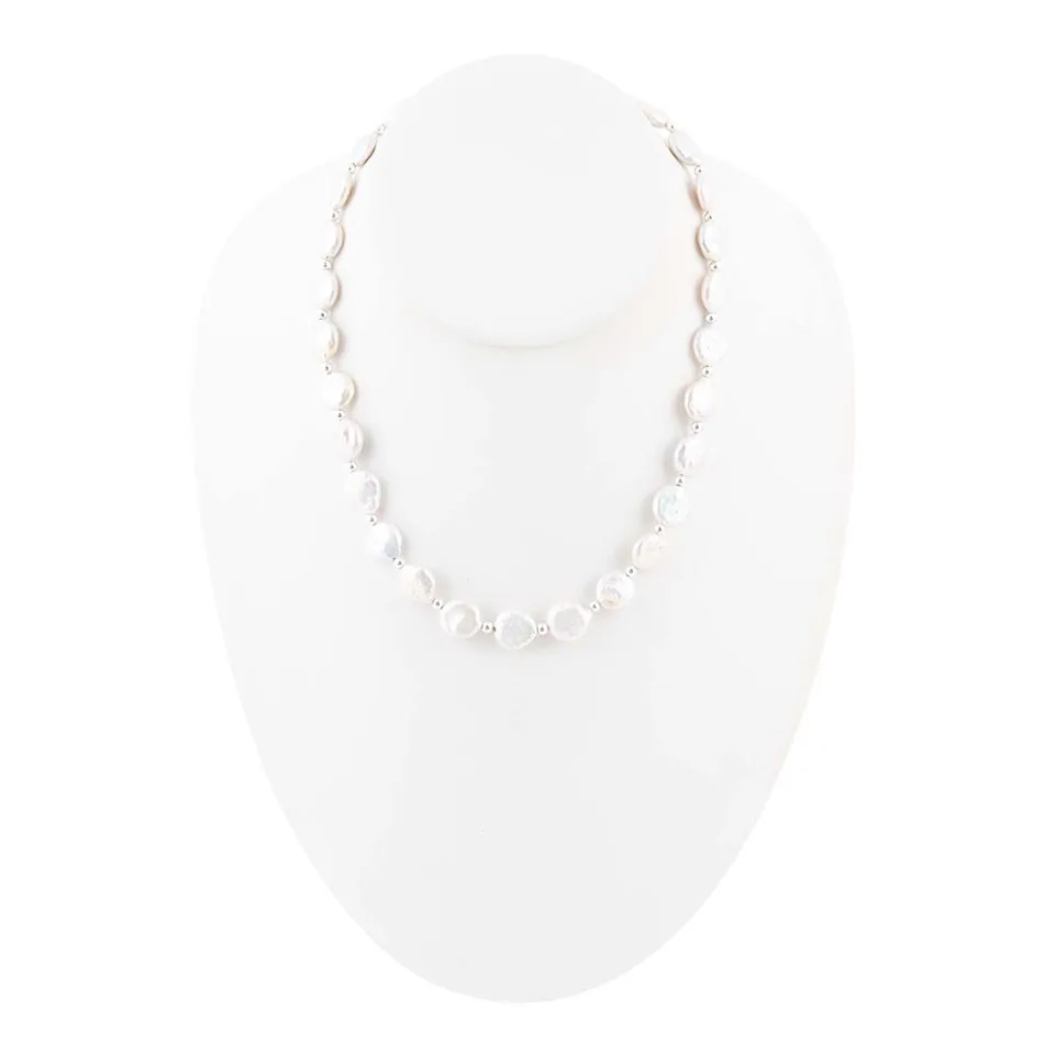 White Fresh Water Pearl Sterling Silver Necklace sold by Barse product image thumbnail 3