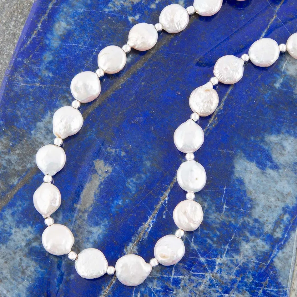 White Fresh Water Pearl Sterling Silver Necklace sold by Barse product image thumbnail 2