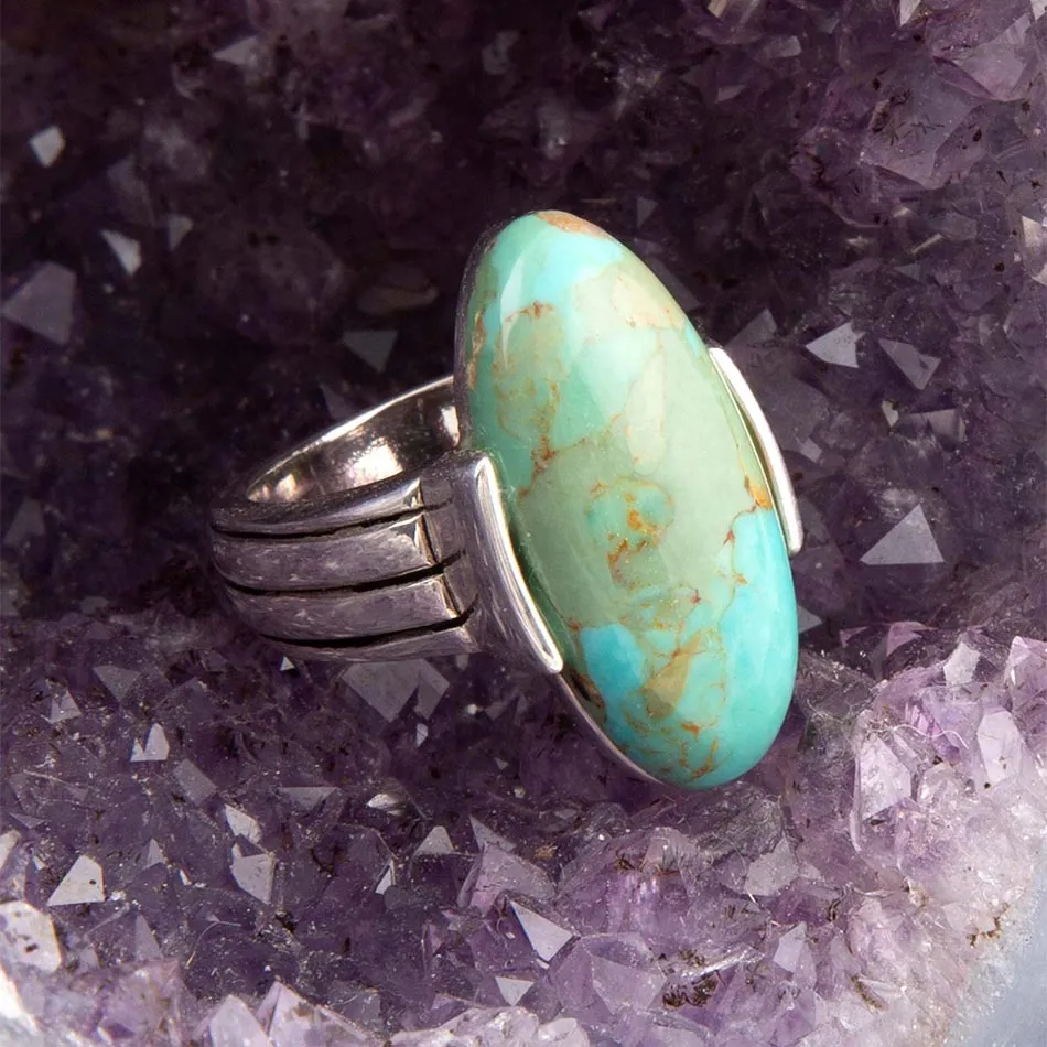 Bold Green Turquoise and Sterling Silver Ring sold by Barse product image thumbnail 2