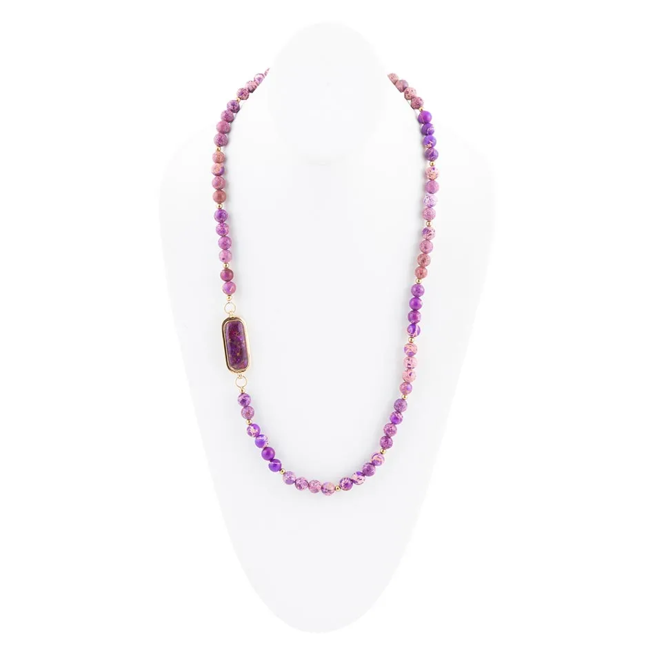 Purple Turquoise Linked Golden Necklace sold by Barse product image thumbnail 4