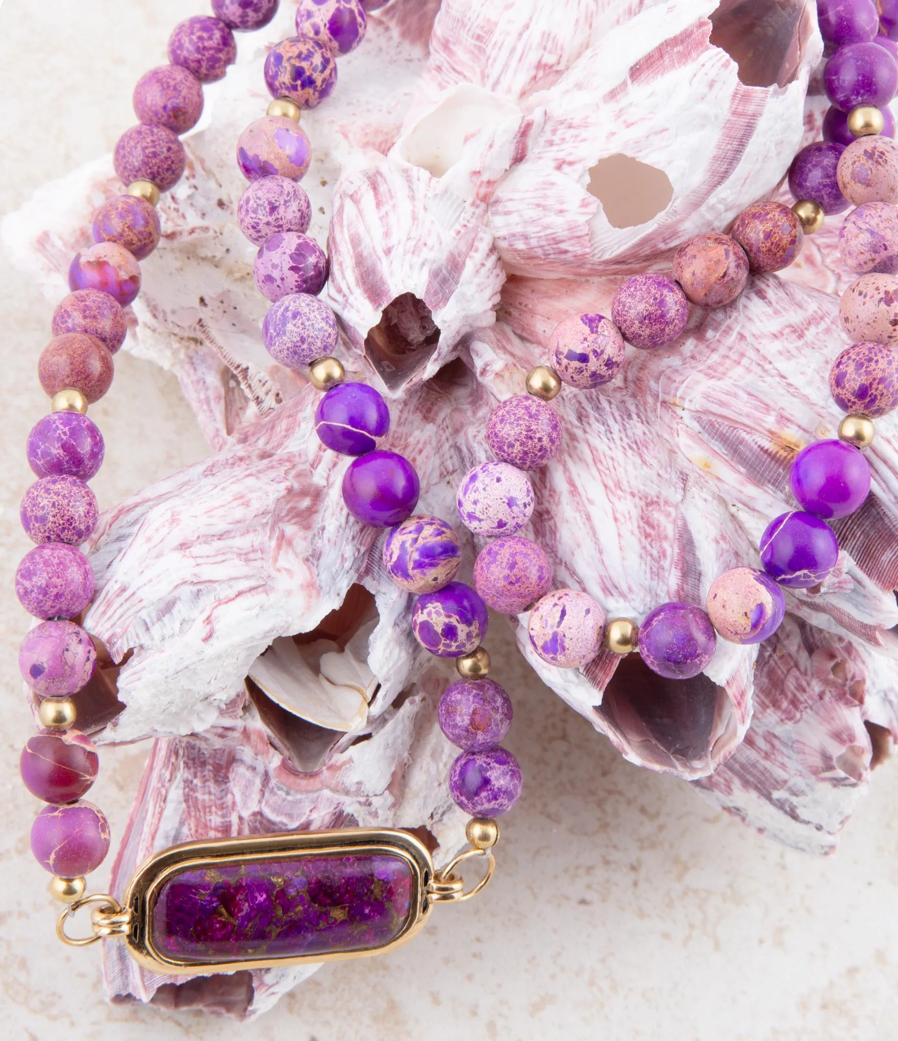 Purple Turquoise Linked Golden Necklace sold by Barse product image thumbnail 3