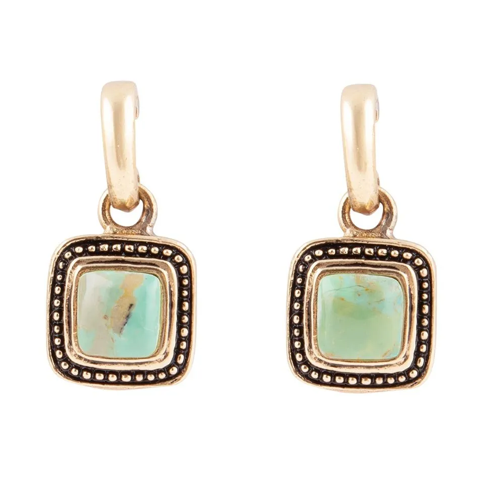 Flourish Blue Turquoise Golden Drop Earrings sold by Barse
