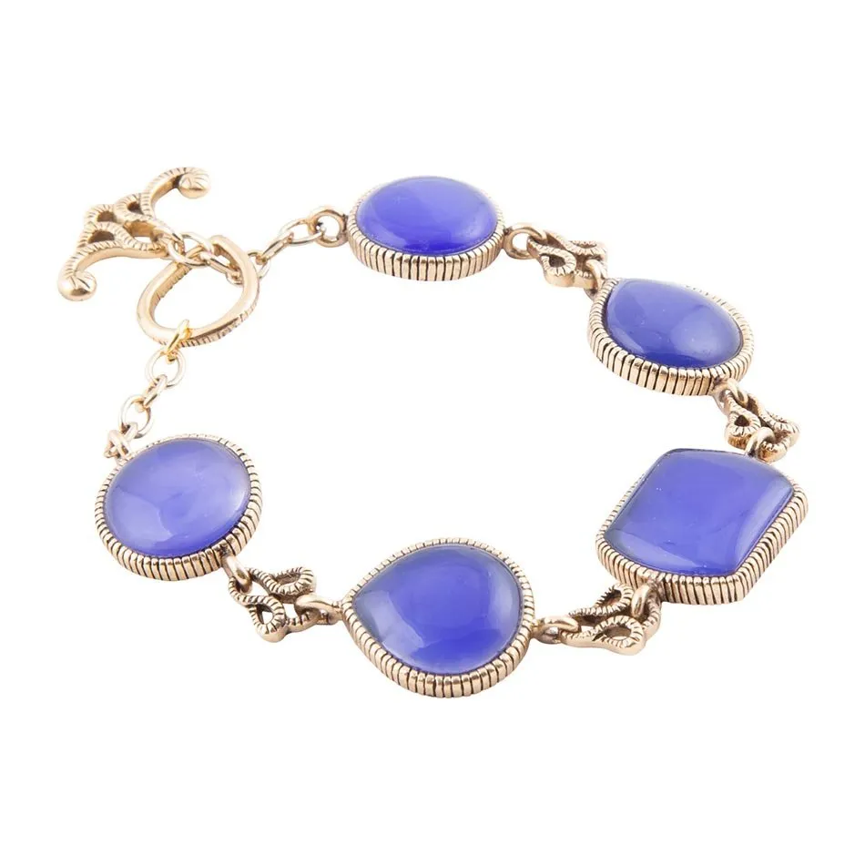 Lace Blue Agate Link Golden Bracelet sold by Barse product image thumbnail 3