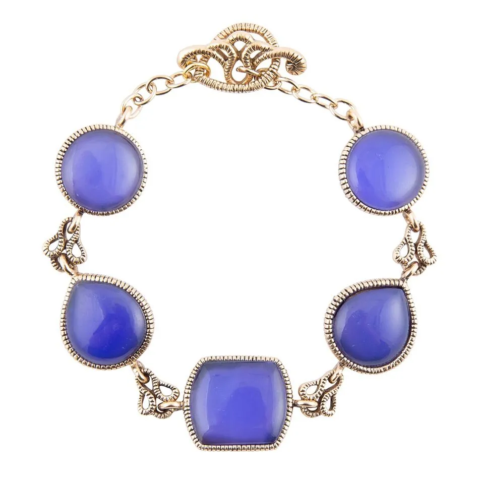 Lace Blue Agate Link Golden Bracelet sold by Barse