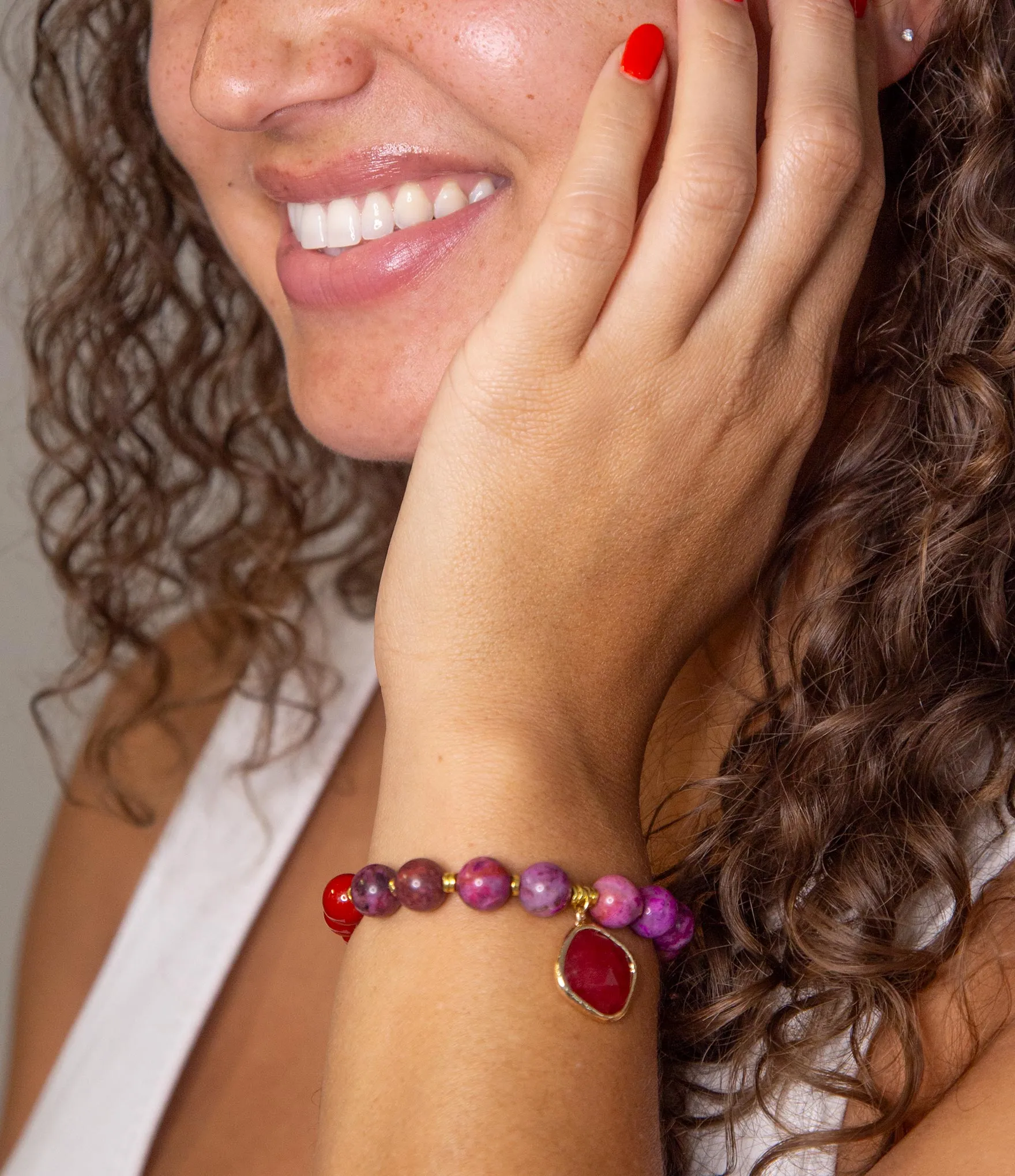 Fuchsia Agate Sunset Golden Bracelet sold by Barse product image thumbnail 2