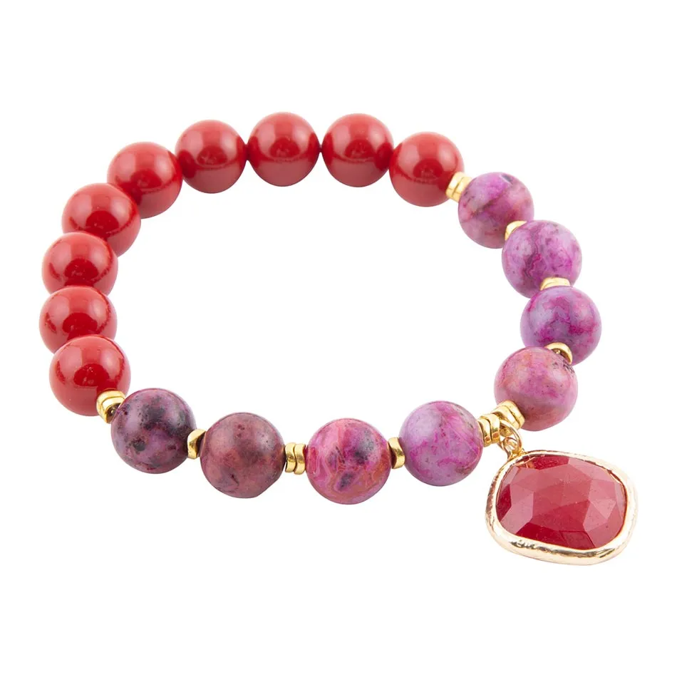 Fuchsia Agate Sunset Golden Bracelet sold by Barse product image thumbnail 3