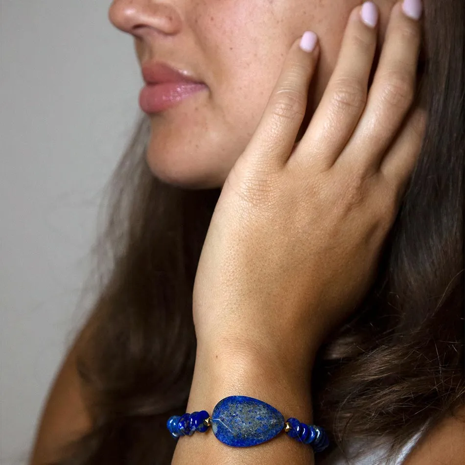 Dreamy Blue Lapis Chunky Golden Bracelet sold by Barse product image thumbnail 2