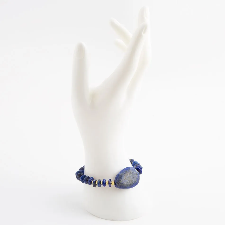 Dreamy Blue Lapis Chunky Golden Bracelet sold by Barse product image thumbnail 4