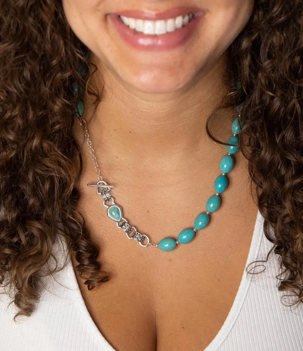 Linked Sterling Blue Turquoise Nugget Necklace sold by Barse product image thumbnail 4