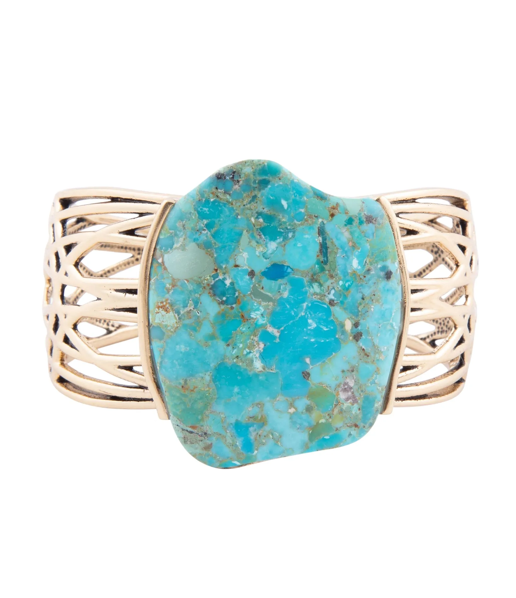Abstract Blue Turquoise Golden Statement Cuff sold by Barse product image thumbnail 3
