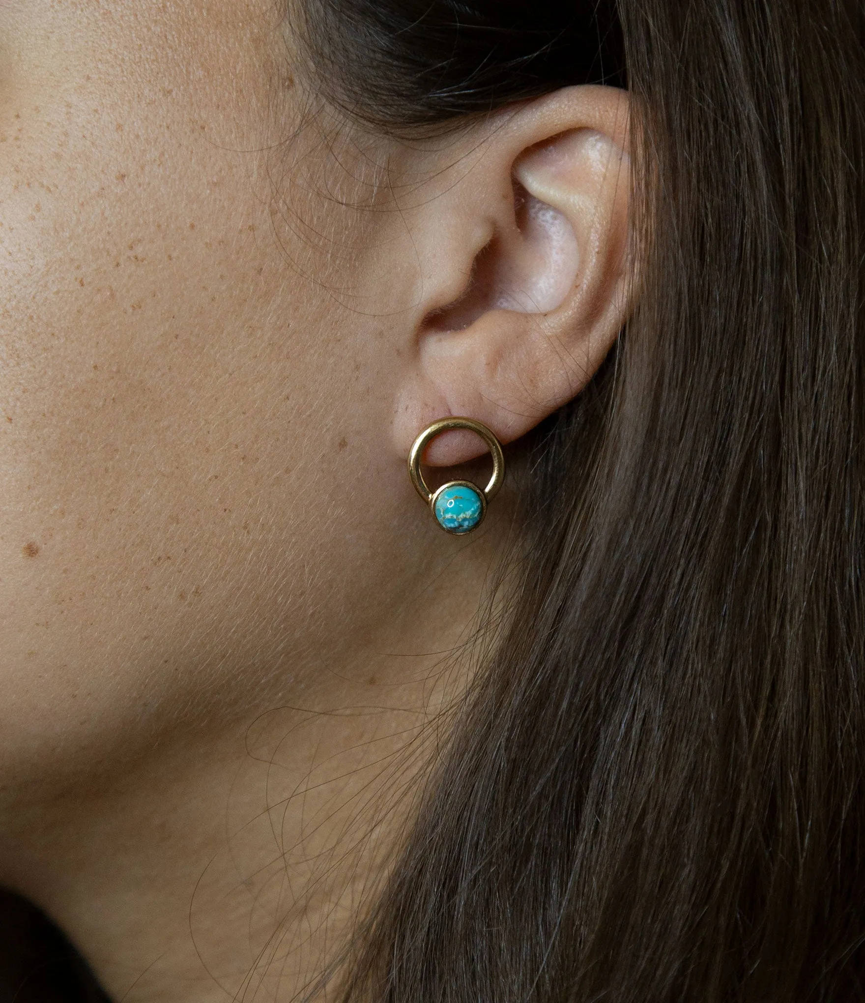 Calgary Blue Turquoise Post Golden Earrings sold by Barse product image thumbnail 4