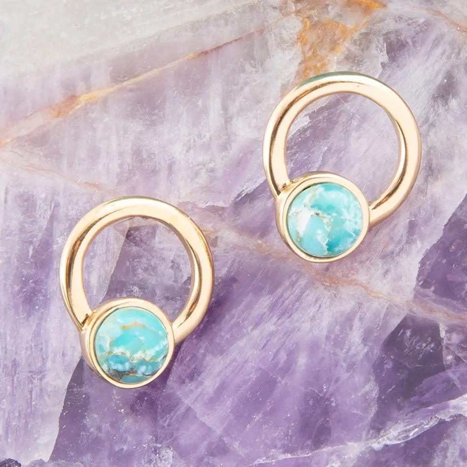 Calgary Blue Turquoise Post Golden Earrings sold by Barse product image thumbnail 2