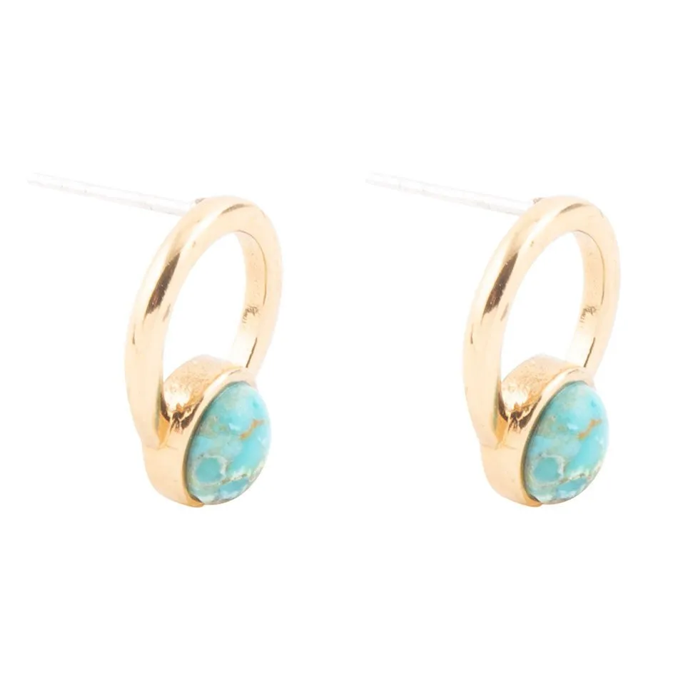 Calgary Blue Turquoise Post Golden Earrings sold by Barse product image thumbnail 3