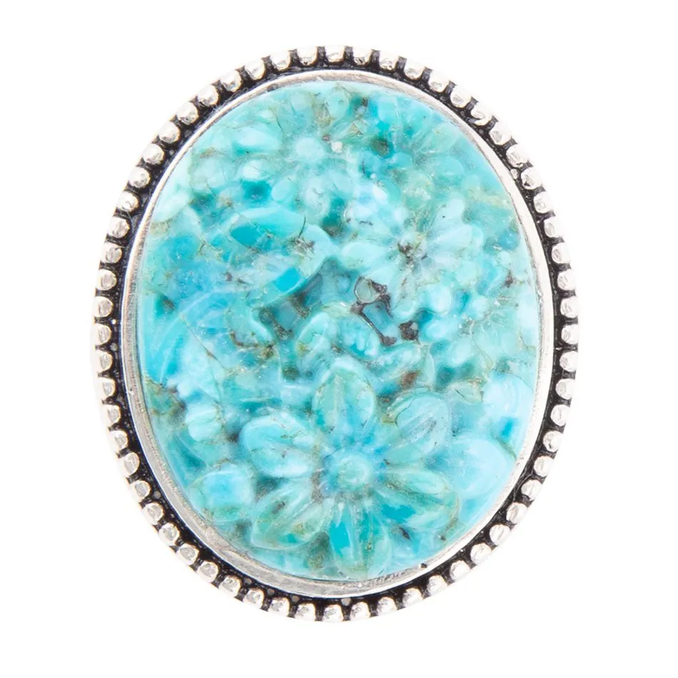 Carved Blue Turquoise and Sterling Silver Cocktail Ring sold by Barse product image thumbnail 3