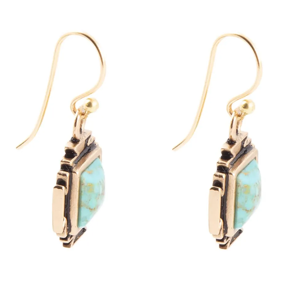 Blue Turquoise Golden Aztec Earrings sold by Barse product image thumbnail 3