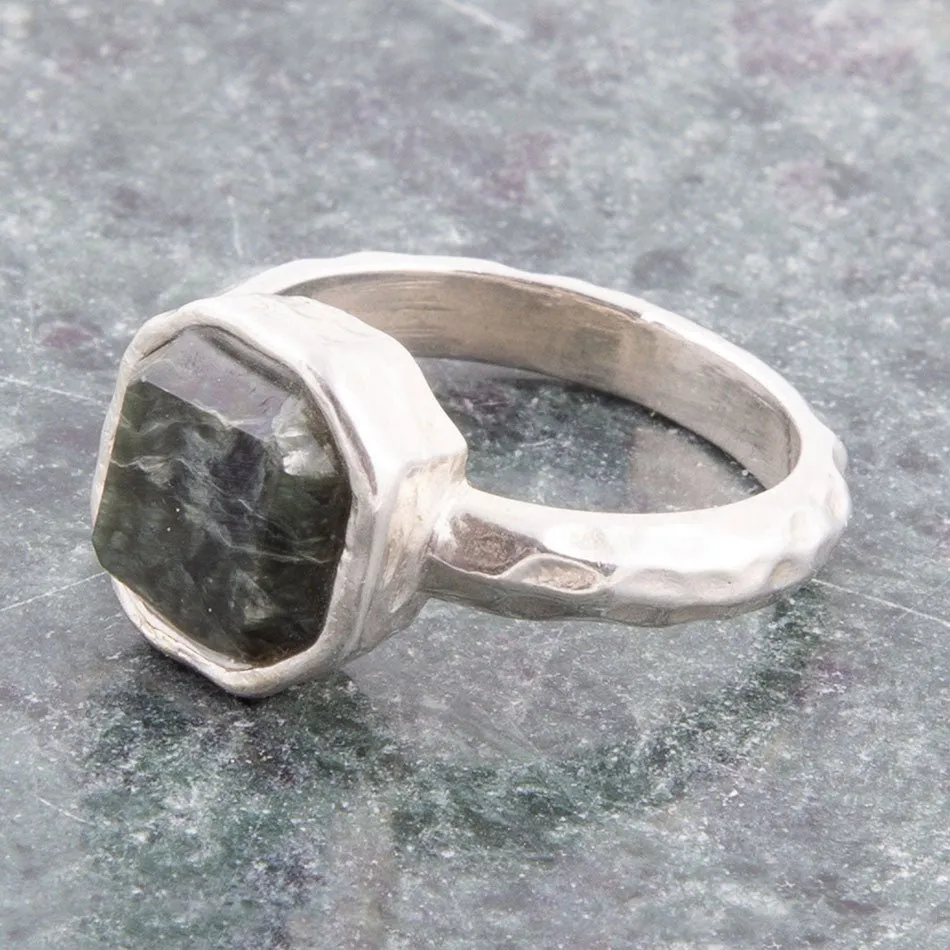 Hammered Green Seraphinite Sterling Silver Ring sold by Barse product image thumbnail 2