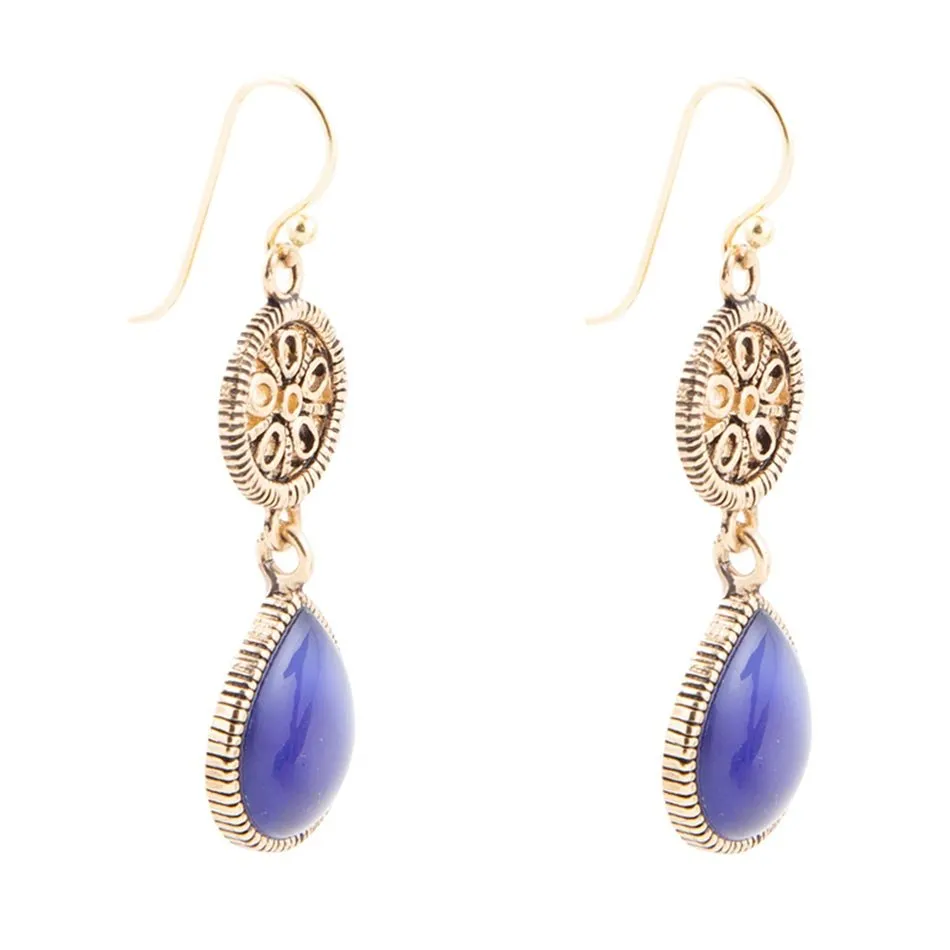 Lace Blue Agate Drop Golden Earrings sold by Barse product image thumbnail 3