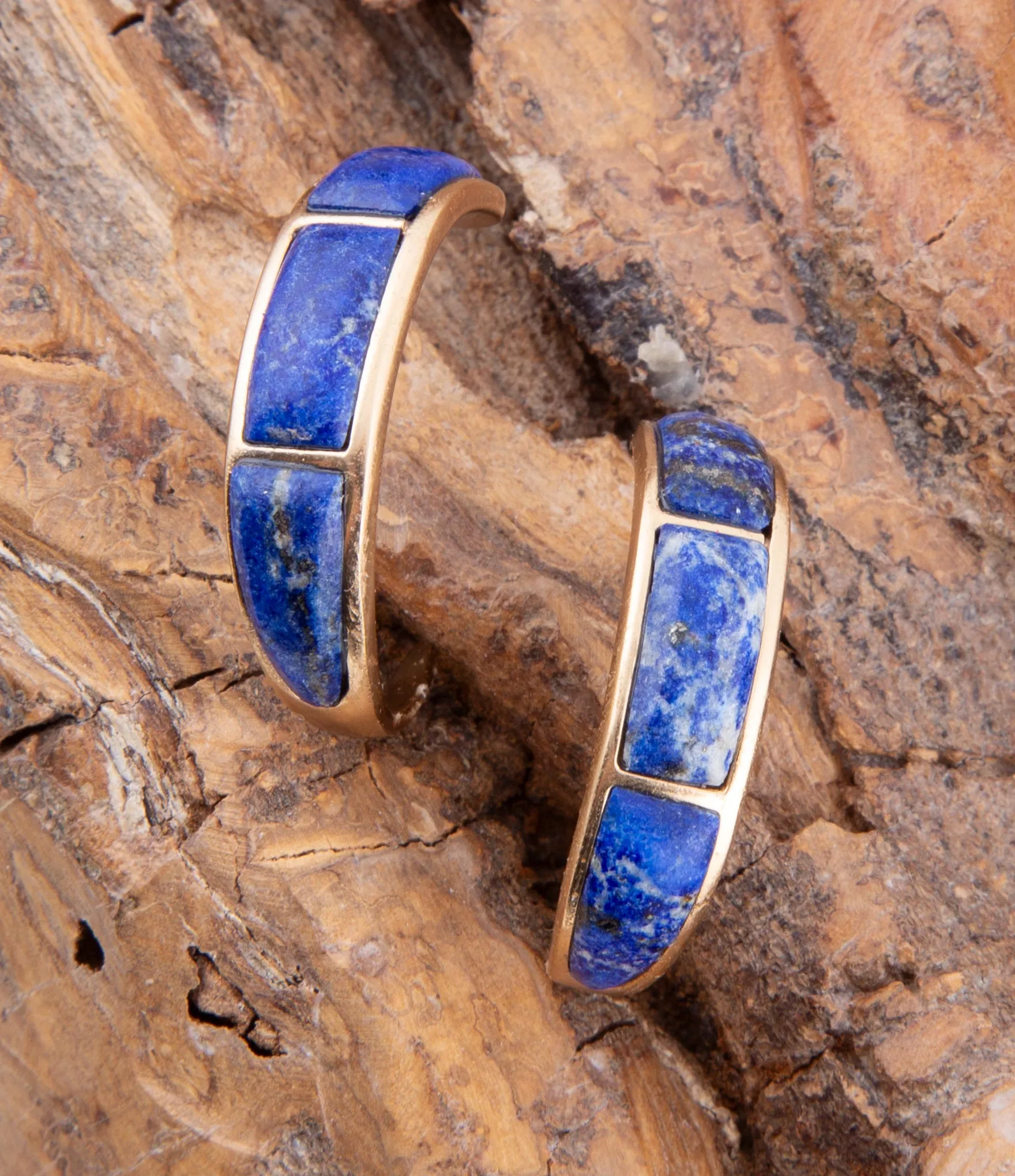 Mila Blue Lapis Hoop Golden Earrings sold by Barse product image thumbnail 2