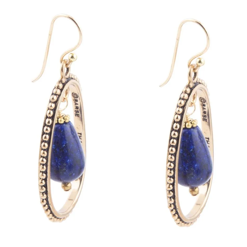 Inline Blue Lapis Drop Golden Earrings sold by Barse product image thumbnail 4