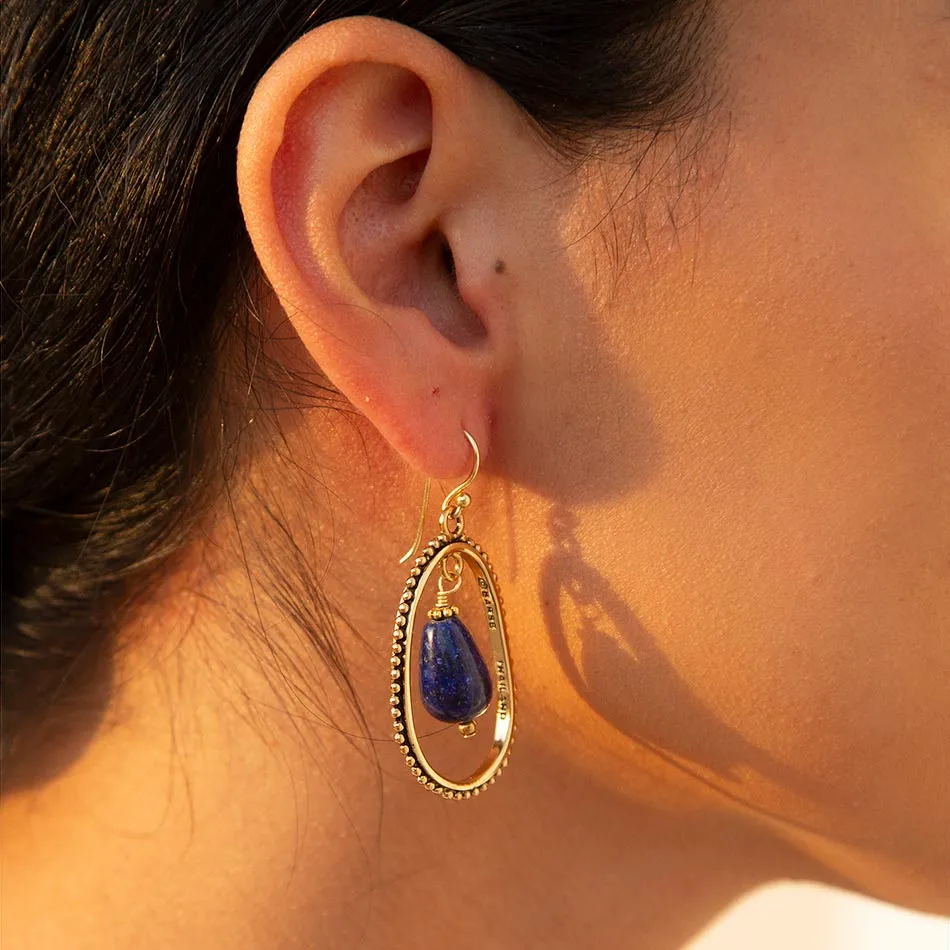 Inline Blue Lapis Drop Golden Earrings sold by Barse product image thumbnail 2