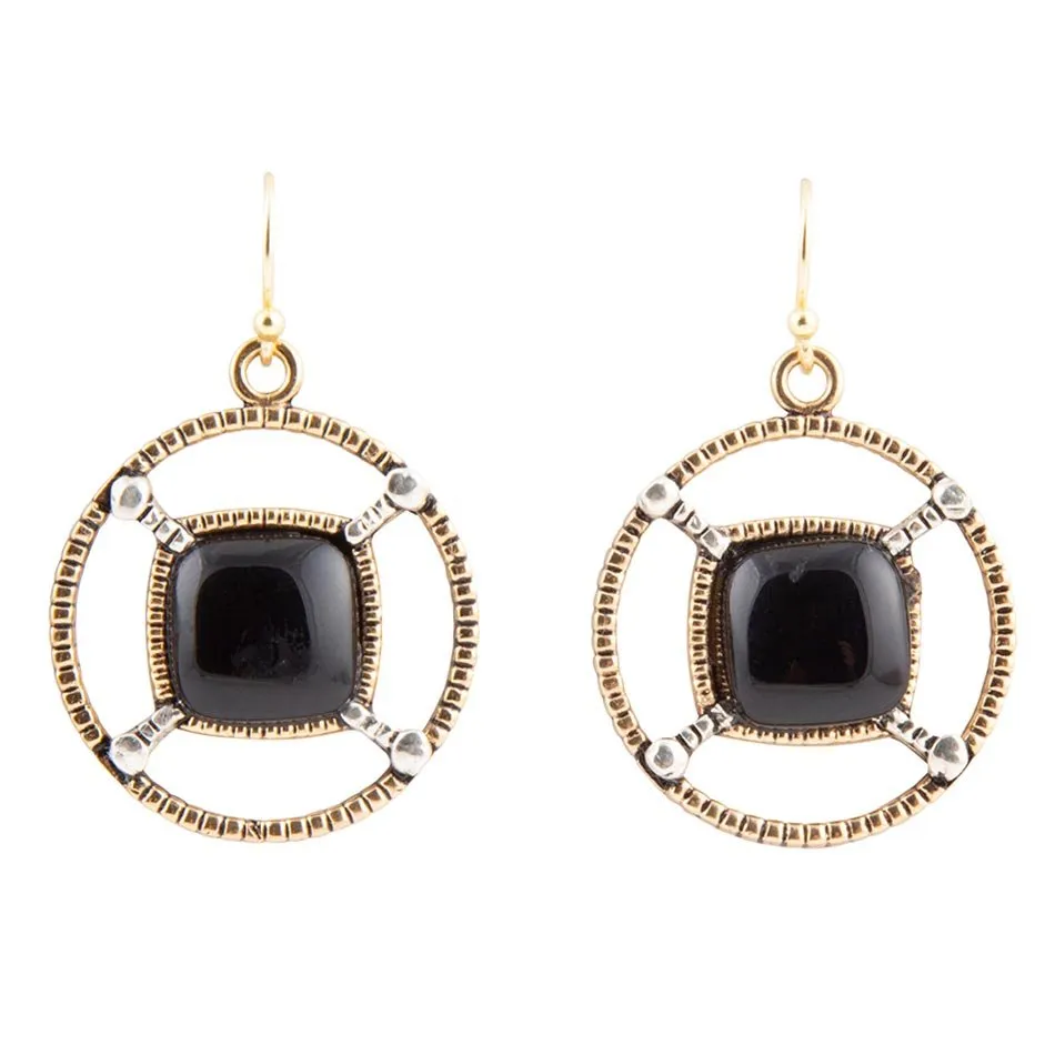 Black Onyx Mixed Metal Drop Earrings sold by Barse