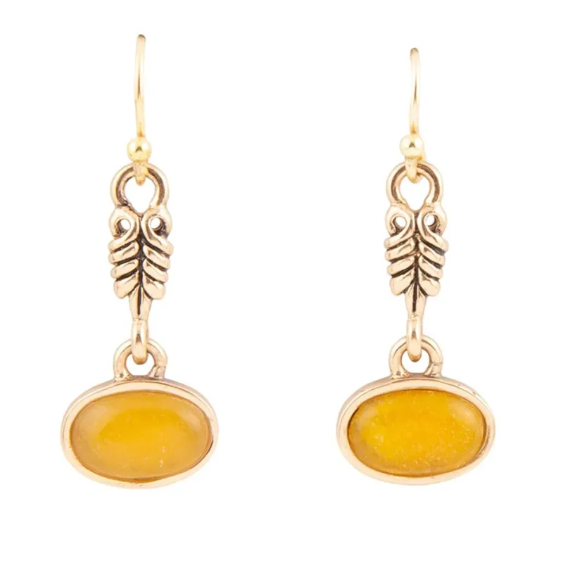Harmony Orange Quartz Golden Drop Earrings sold by Barse