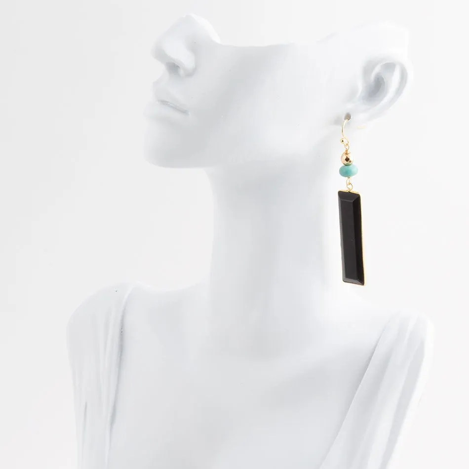 Jett Black Onyx Linear Golden Drop Earrings sold by Barse product image thumbnail 3