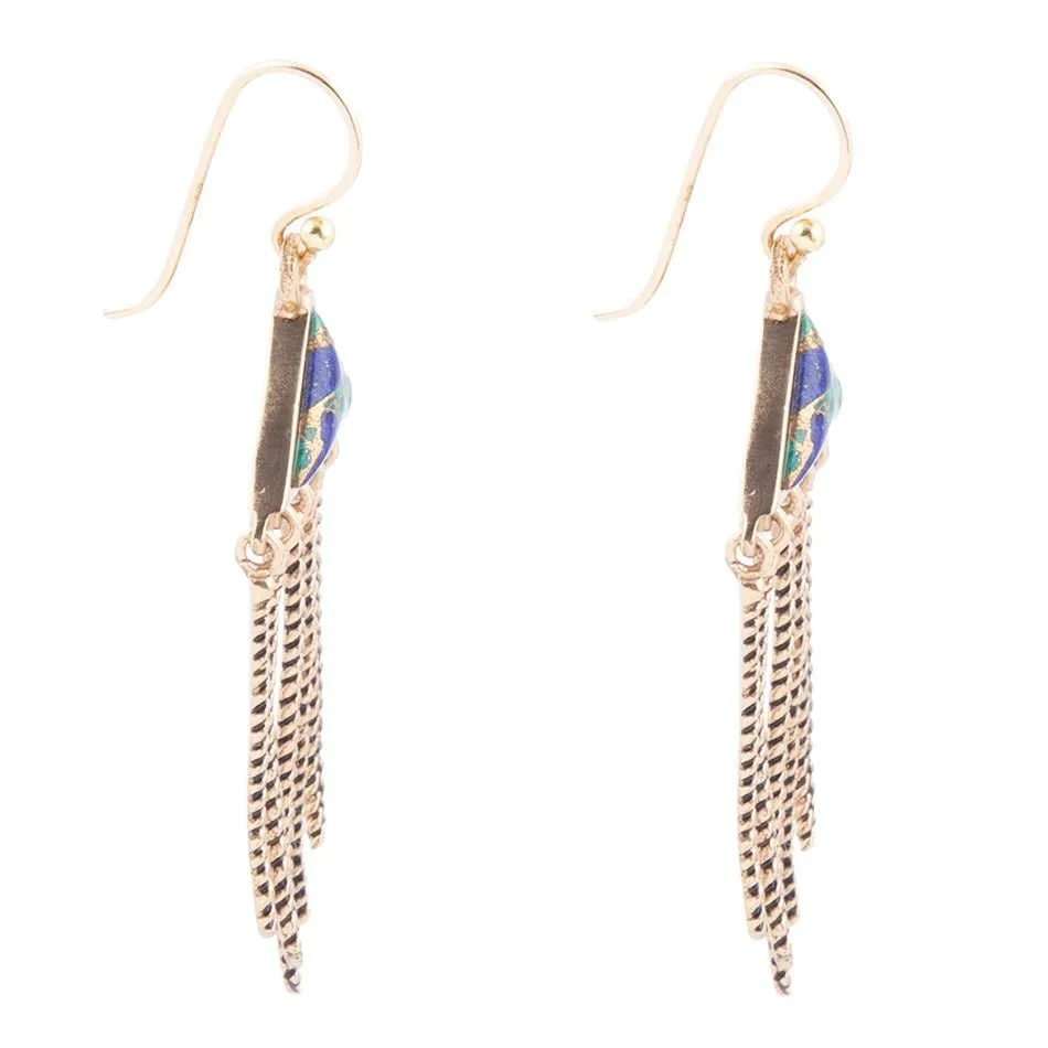 Blue Azurite Matrix Chandelier Golden Earrings sold by Barse product image thumbnail 4