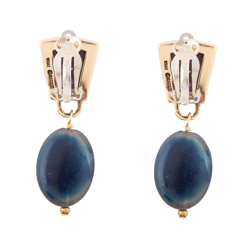 Purple Turquoise Indigo Golden Clip Earrings sold by Barse product image thumbnail 4