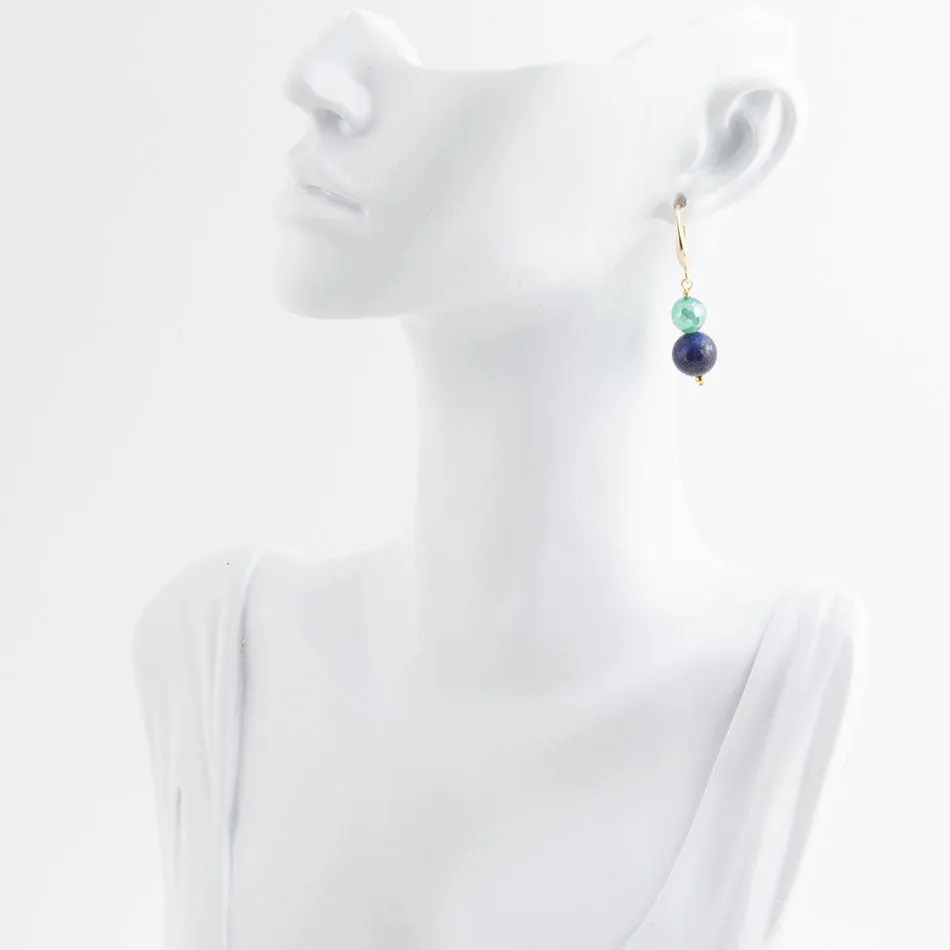 Dreamy Blue Lapis Green Golden Drop Earrings sold by Barse product image thumbnail 3