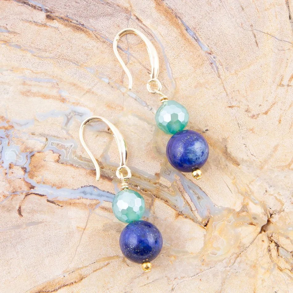 Dreamy Blue Lapis Green Golden Drop Earrings sold by Barse product image thumbnail 4