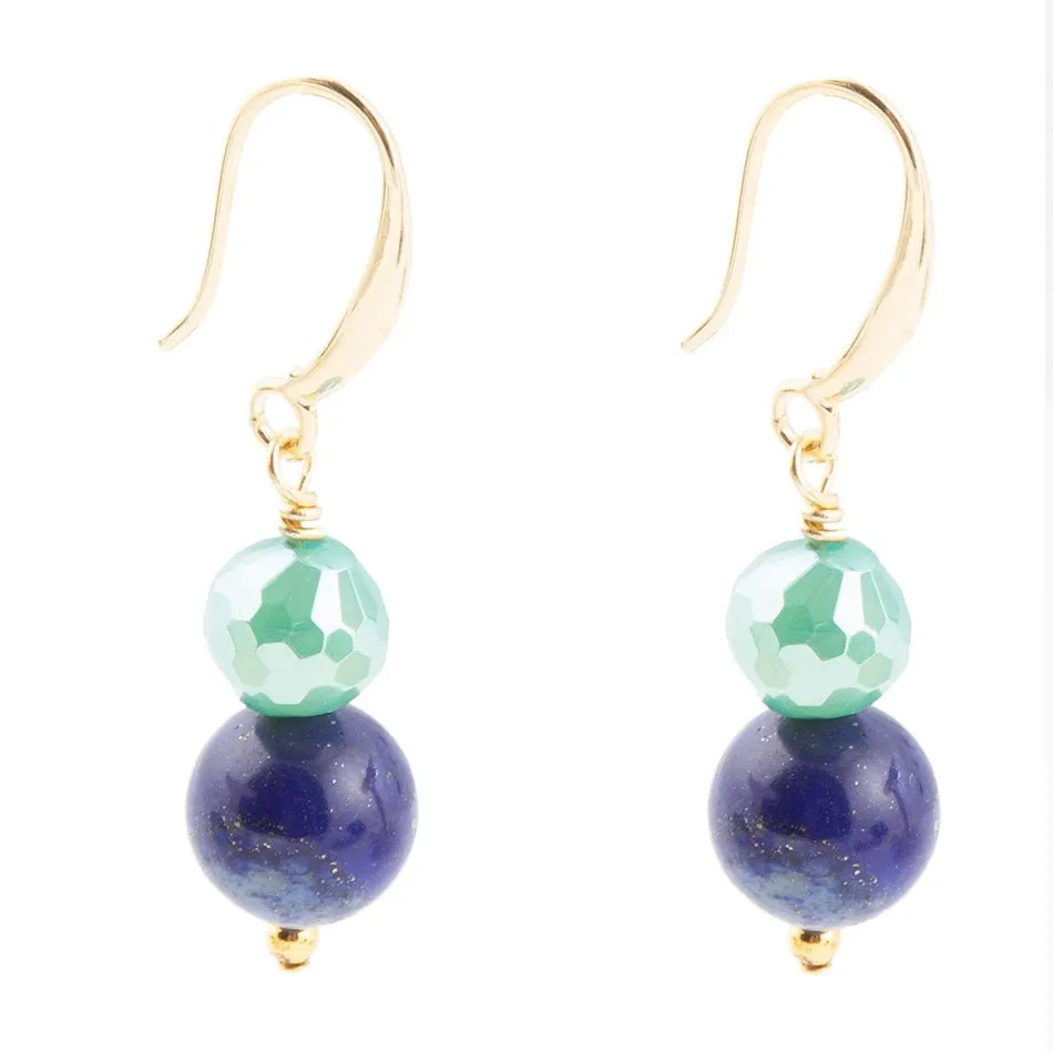 Dreamy Blue Lapis Green Golden Drop Earrings sold by Barse product image thumbnail 5