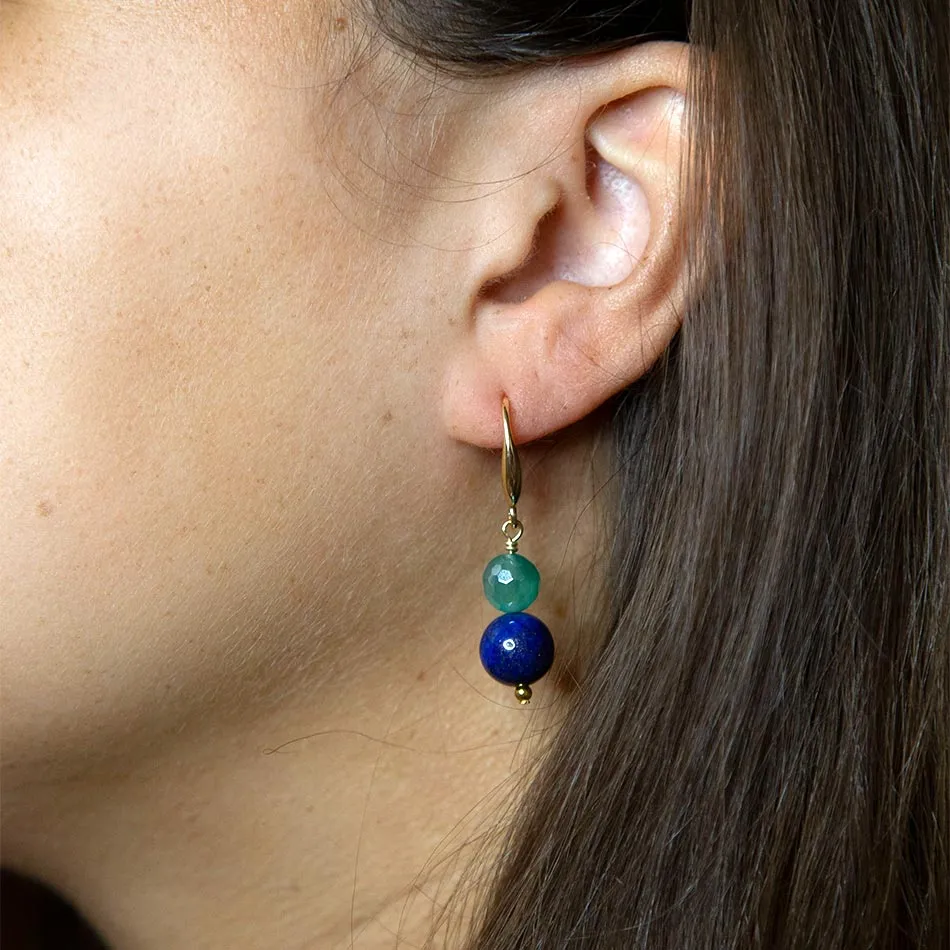 Dreamy Blue Lapis Green Golden Drop Earrings sold by Barse product image thumbnail 2