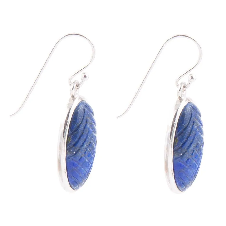 Carved Blue Lapis Sterling Silver Drop Earrings sold by Barse product image thumbnail 4