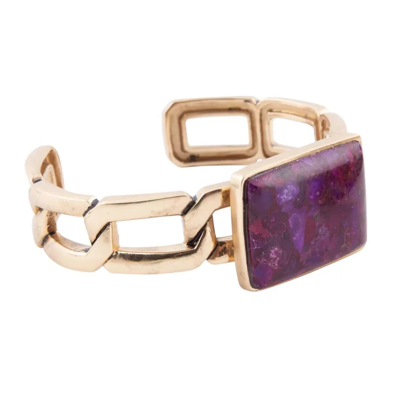 Purple Turquoise Golden Cuff Bracelet sold by Barse