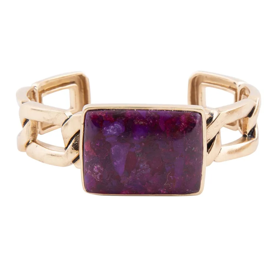 Purple Turquoise Golden Cuff Bracelet sold by Barse product image thumbnail 4