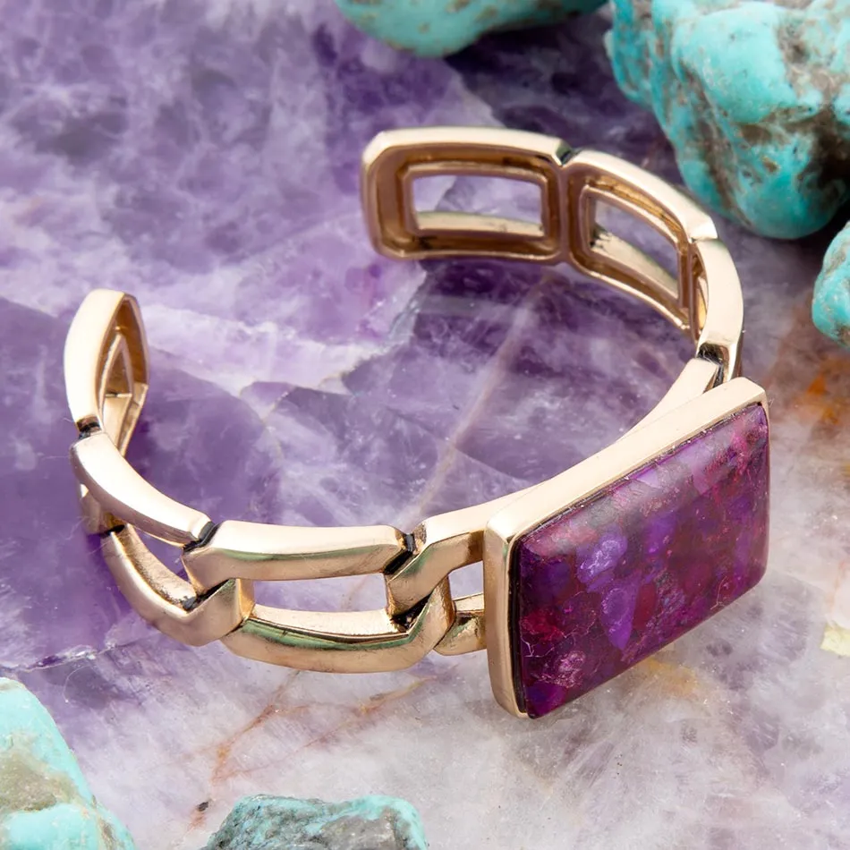 Purple Turquoise Golden Cuff Bracelet sold by Barse product image thumbnail 3