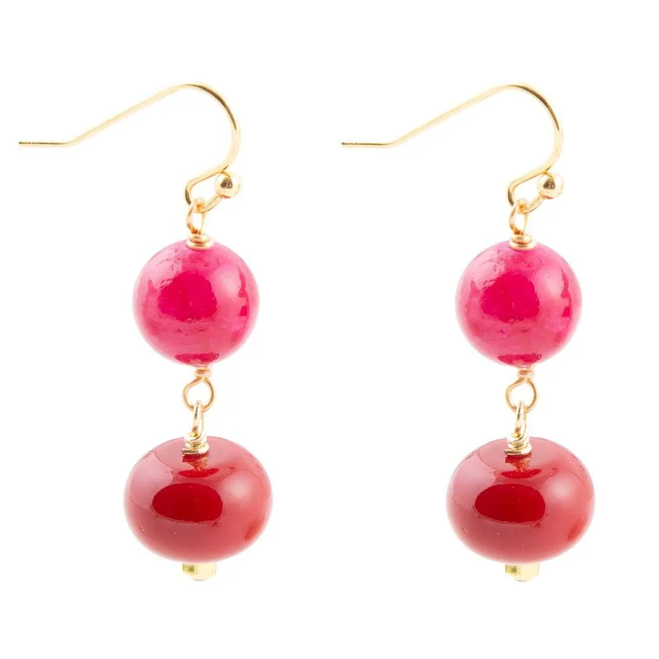 Jade Pink Fuchsia Sunset Red Golden Drop Earrings sold by Barse product image thumbnail 4