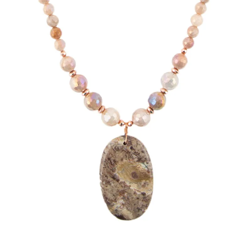 Jasper Slab in Pink Necklace sold by Barse