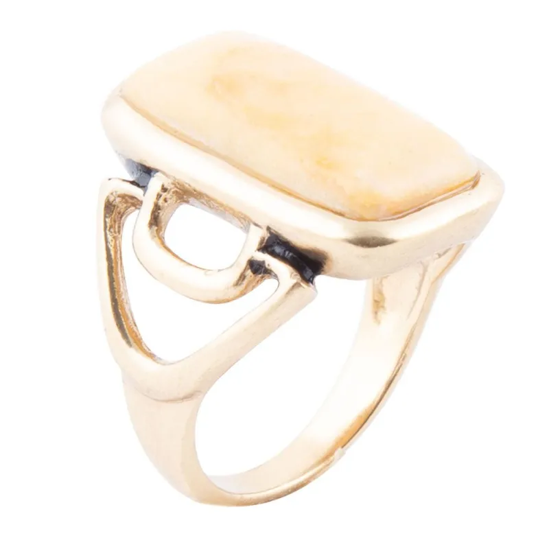 Luster Yellow Agate Golden Statement Ring sold by Barse
