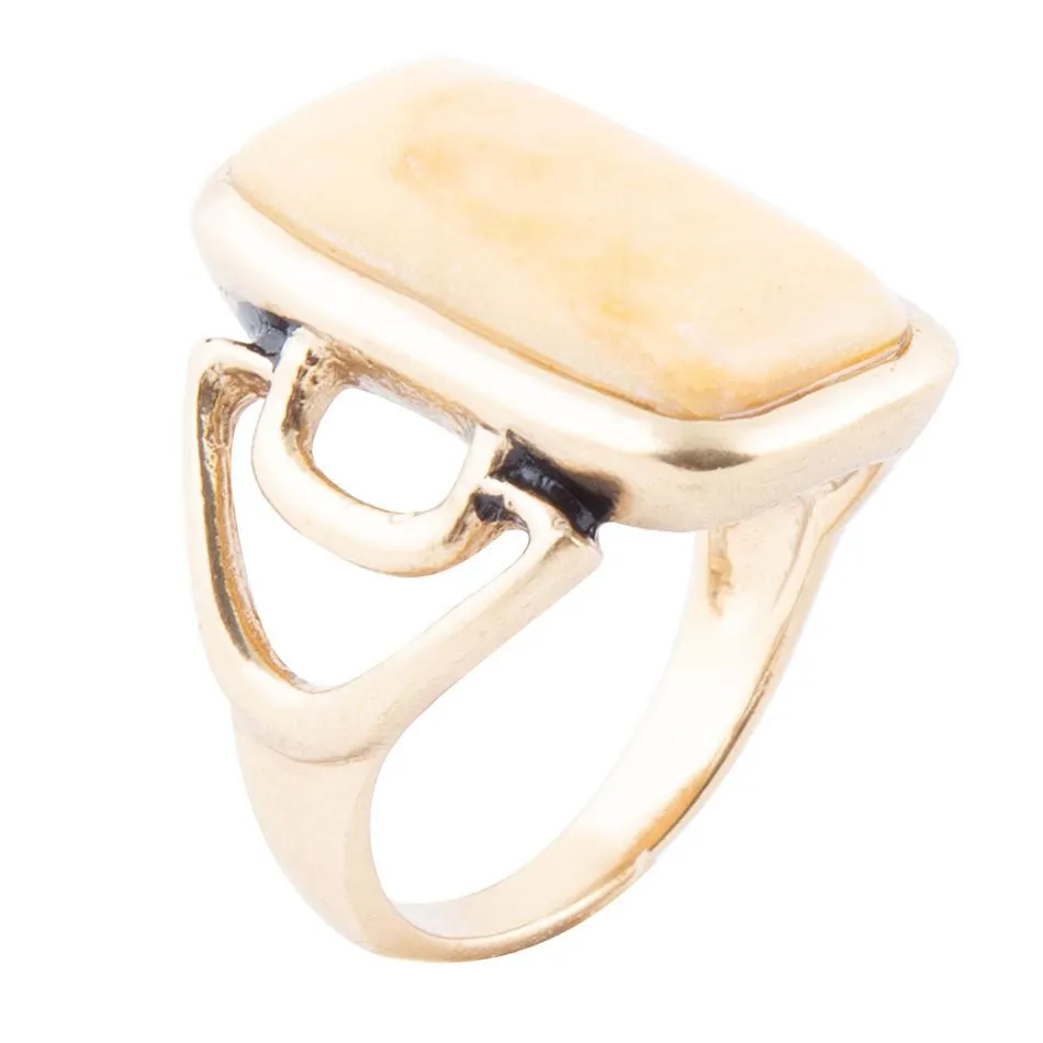 Luster Yellow Agate Golden Statement Ring sold by Barse