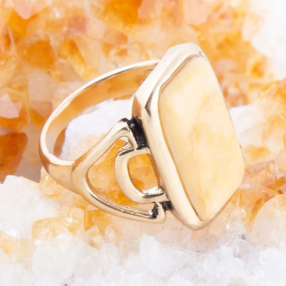 Luster Yellow Agate Golden Statement Ring sold by Barse product image thumbnail 2