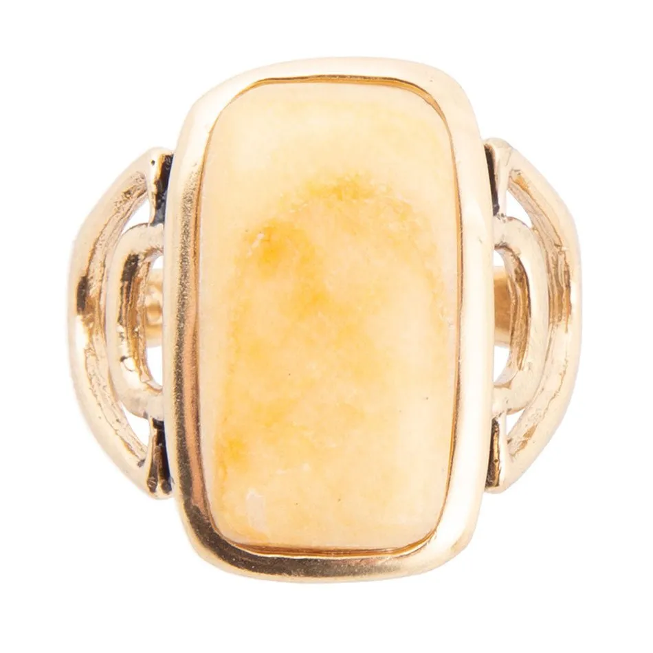 Luster Yellow Agate Golden Statement Ring sold by Barse product image thumbnail 3