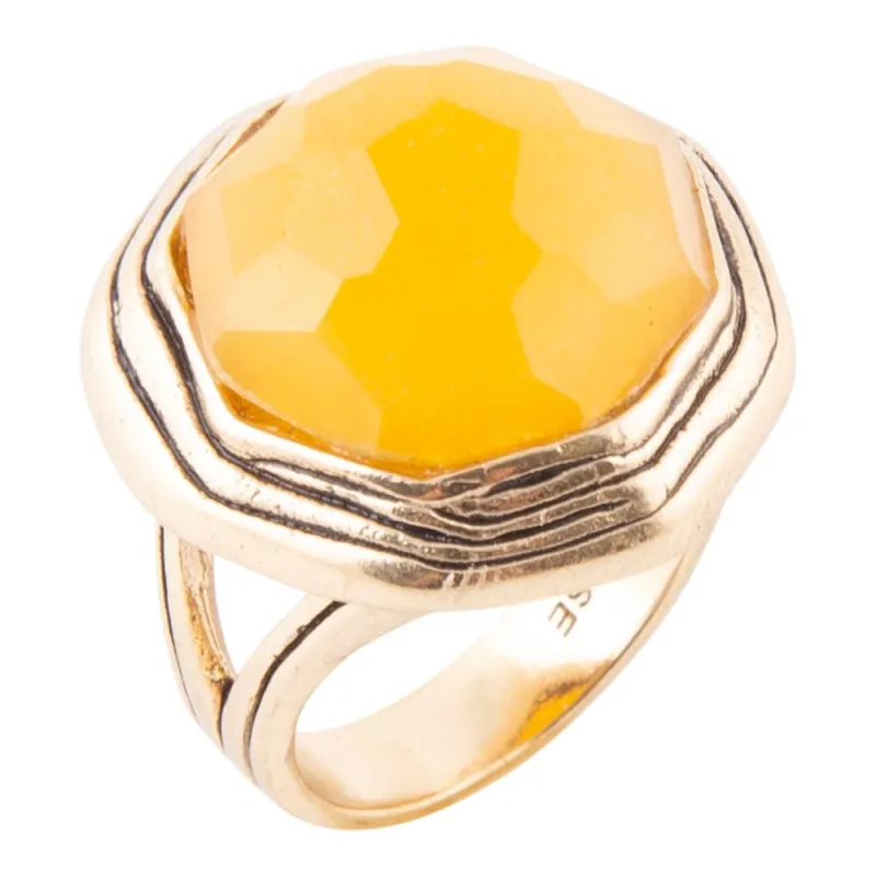 River Rocks Yellow Quartz Golden Statement Ring sold by Barse