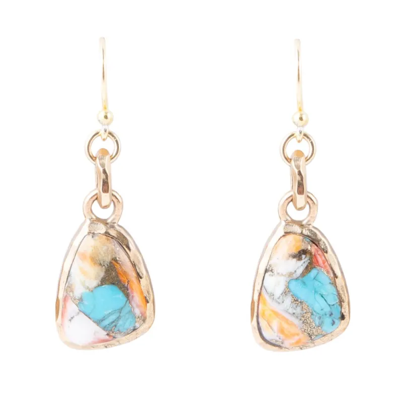 Turquoise and Spiny Oyster Matrix and Bronze Earrings sold by Barse