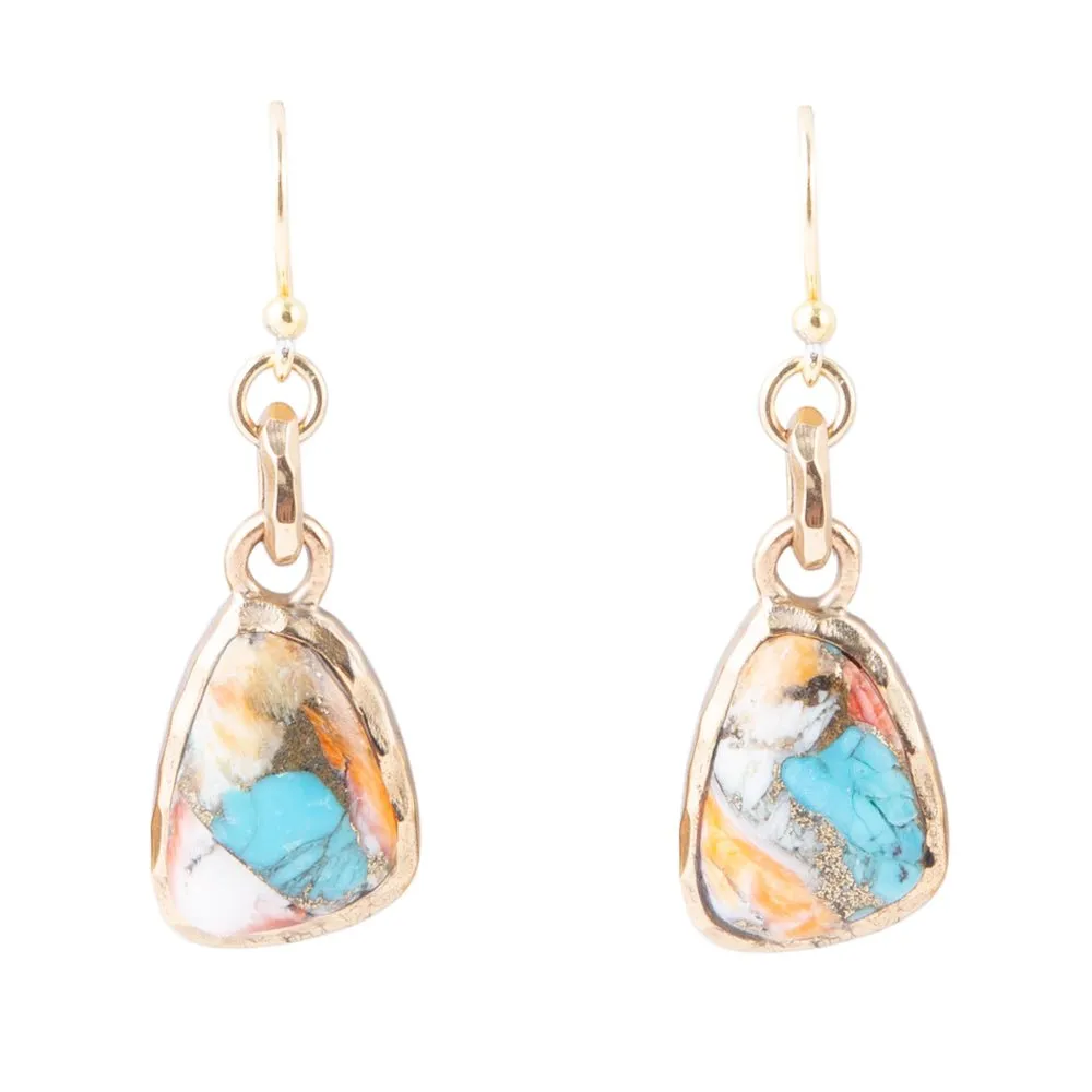 Turquoise and Spiny Oyster Matrix and Bronze Earrings sold by Barse