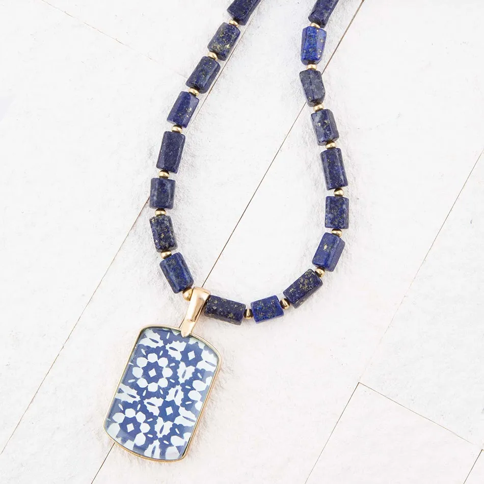 Santorini Cobalt Blue Lapis Golden Necklace sold by Barse product image thumbnail 3