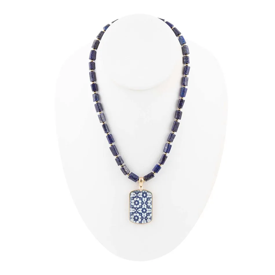 Santorini Cobalt Blue Lapis Golden Necklace sold by Barse product image thumbnail 4