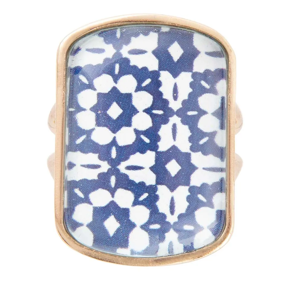 Santorini Cobalt Blue and White Golden Ring sold by Barse product image thumbnail 5